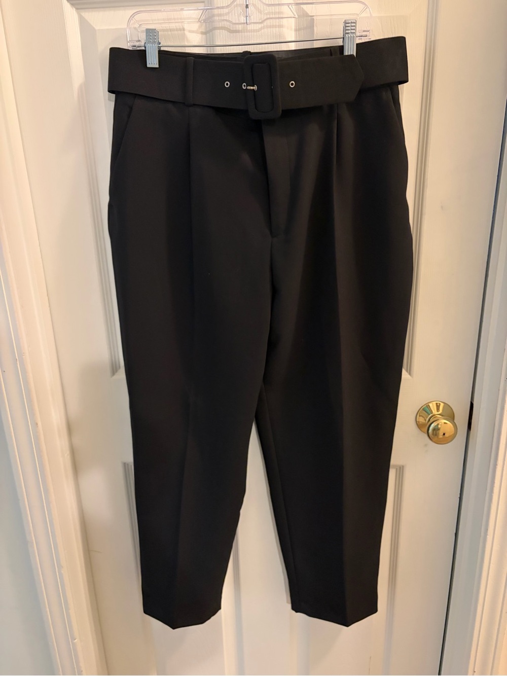 Zara Black High-Waist Belted Dress Pants